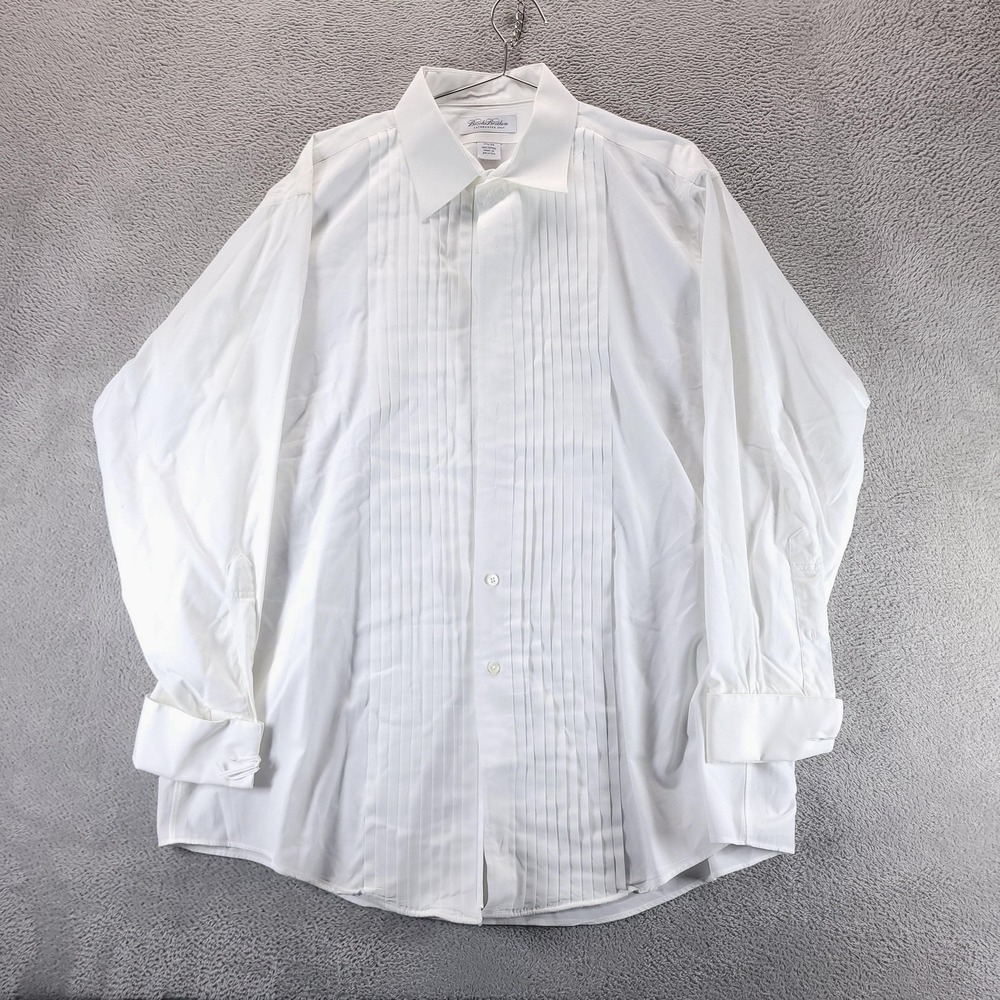 Brooks Brothers Dress Shirt Mens 17.5 34/35 White Pleated Bib Tuxedo French Cuff